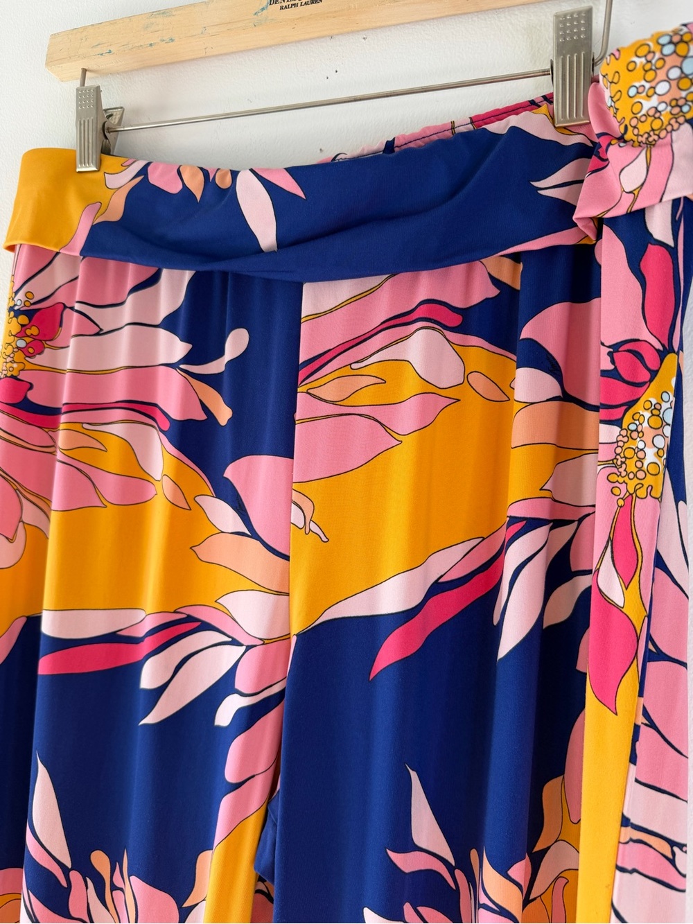 Trina Turk Floral Swim Cover Up Set Top M Pants XL Pink Blue Resort Beach - Picture 6 of 12
